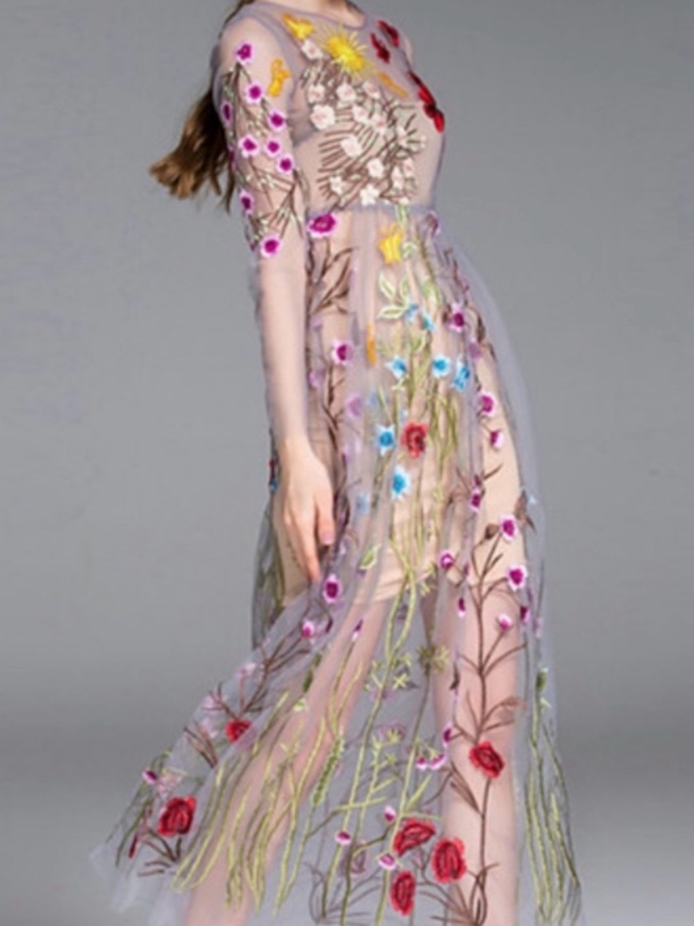 Blueoxy embroidered sheer floral dress size M/L - Picture 5 of 16